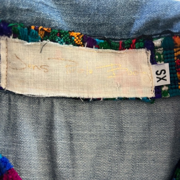 Jen’s Pirate Booty Distressed Denim Button Front Embroidered Flip-Cuff Shirt - Picture 10 of 13